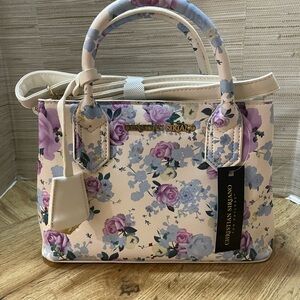 Christian Siriano Floral Satchel in Cream and Purple